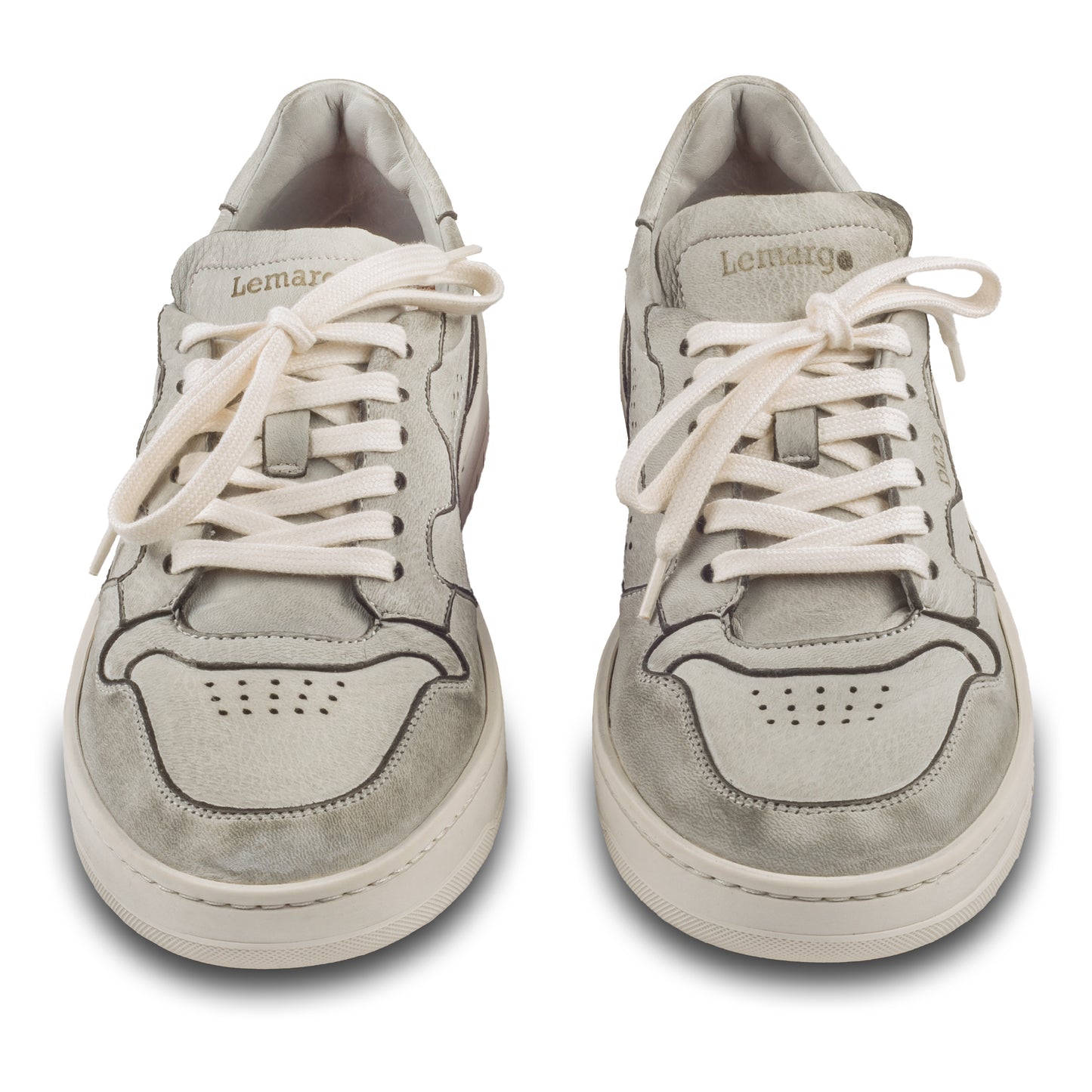 Lemargo Herren Leder Sneaker grau, Modell HB01A Cervo Perla, Hirschleder, Paarweise Ansicht von vorne