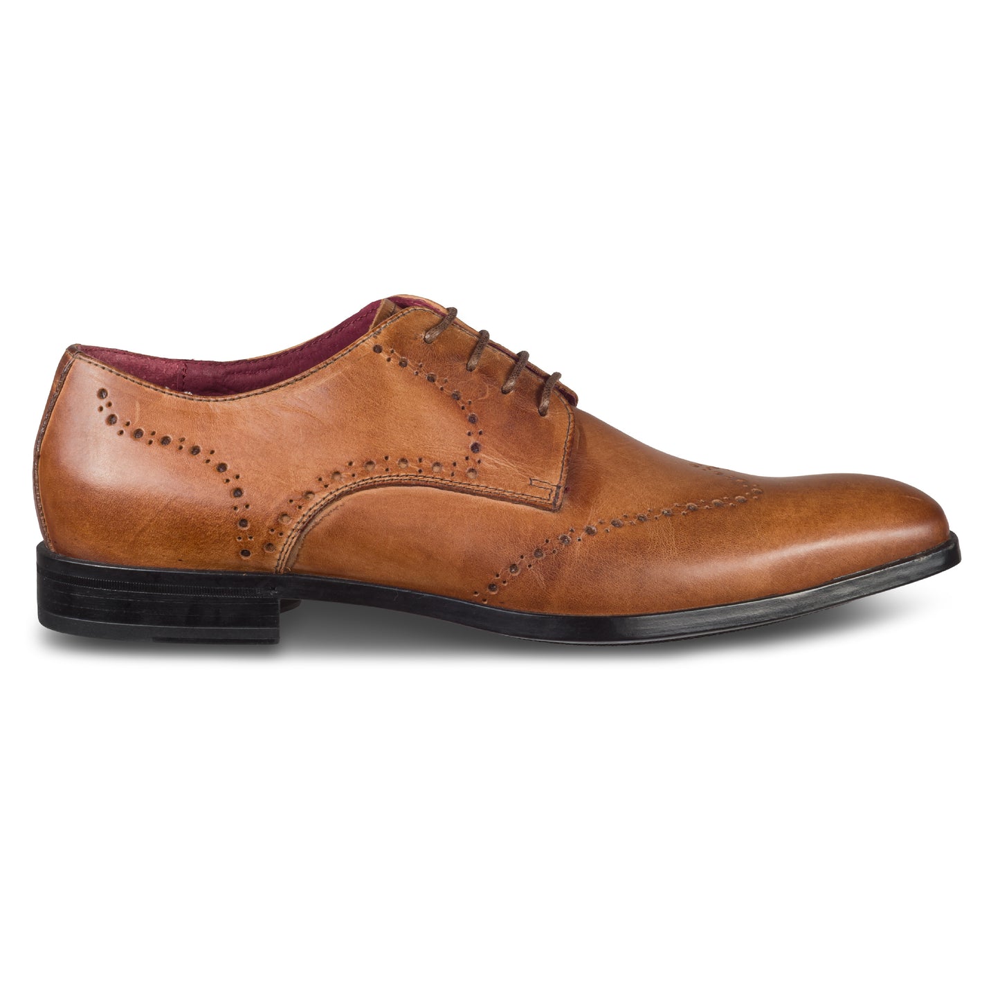Nicola Benson Anzugschuhe | Leder Derby Schnürer cognak braun (7730A) - modernes Lochmuster, handgefertigt