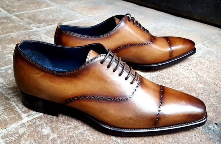 Branchini handgefertigte Anzugschuhe, braun, handgefärbt