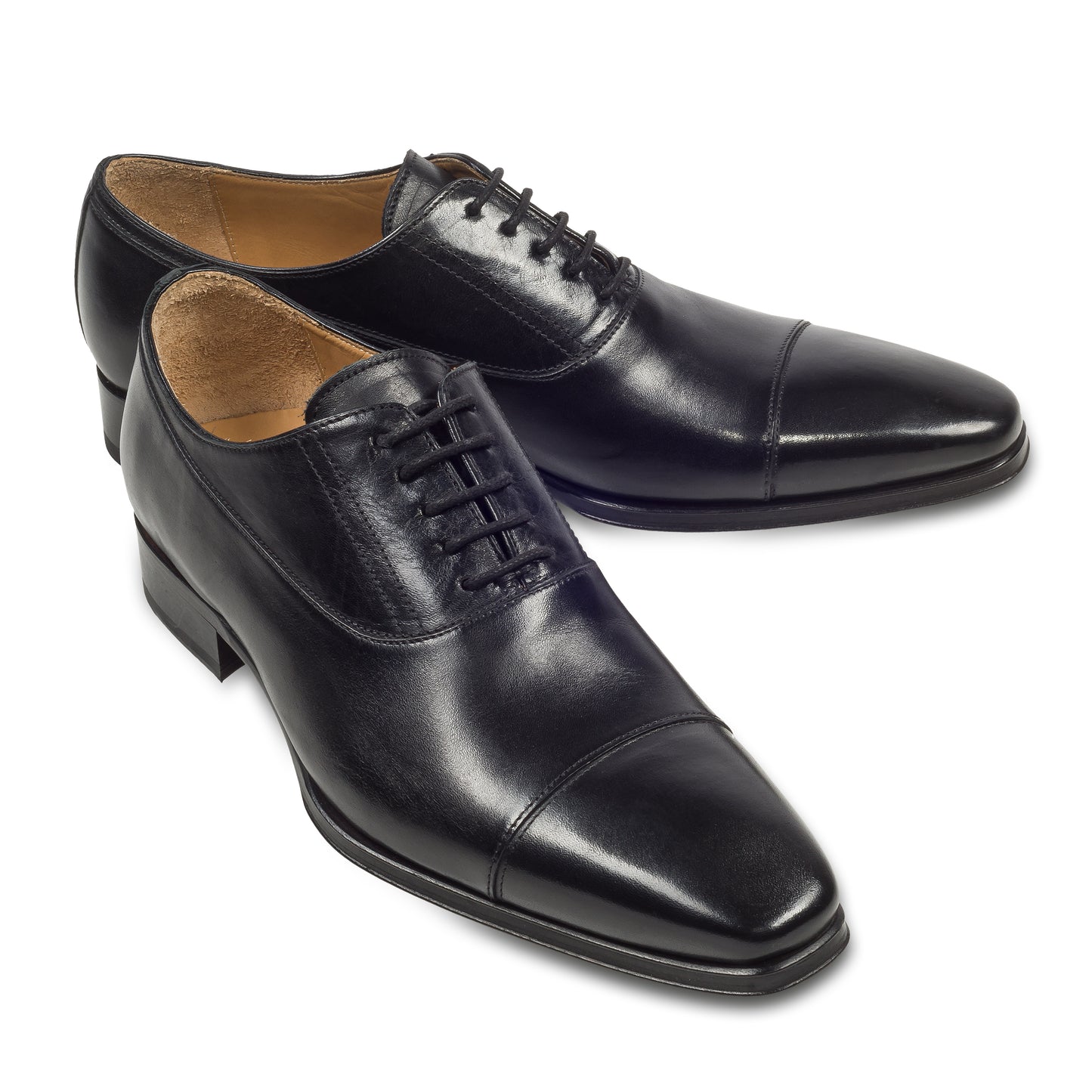 BRECOS Anzugschuhe | Captoe Oxford schwarz, Kalbsleder Schnürer. Ansicht paarweise