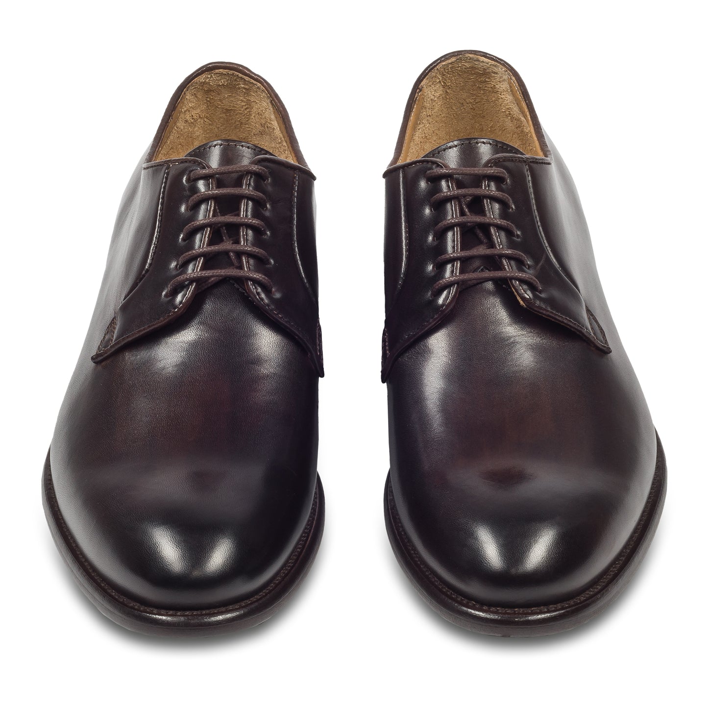 BRECOS Anzugschuhe | Plain Derby Schnürer dunkelbraun, Kalbsleder. Ansicht paarweise