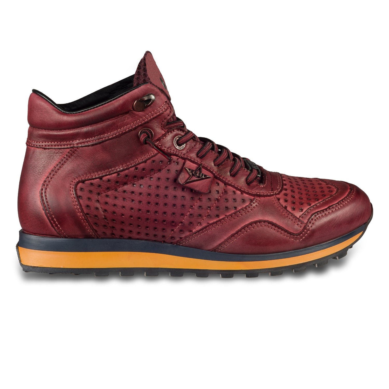 CETTI Herren Kalbsleder Sneaker Stiefel, Modell „C-1048“ in bordeaux rot (nature tin bordeos). Handgefertigt in Spanien. Ansicht der Außenseite rechter Schuh.