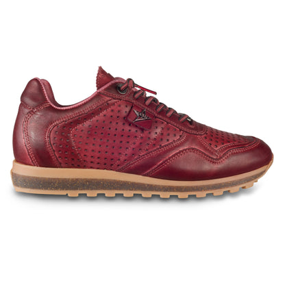 CETTI Herren Leder Sneaker in rot, Modell C-848 used tin bordeos. Perforiertes Leder, braune Gummisohle. Ansicht rechter Schuh Außenseite