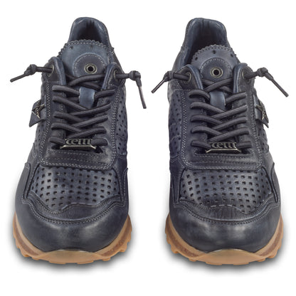 CETTI Herren Leder Sneaker, Modell „C848“ in braun (used tin testa). Perforiertes Leder. Made in Spain. Paarweise Ansicht von vorne