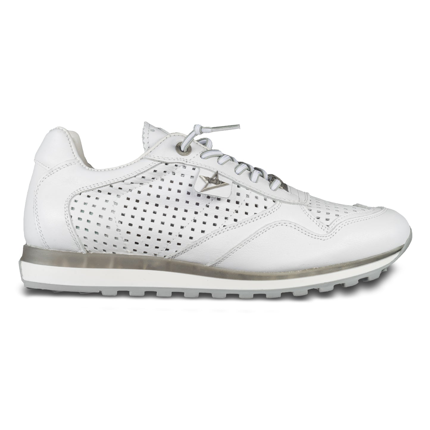 CETTI Herren Sommer Leder Sneaker, Modell „C848“ in weiß (nature bianco). Perforiertes Leder. Made in Spain. Ansicht der Außenseite rechter Schuh. 