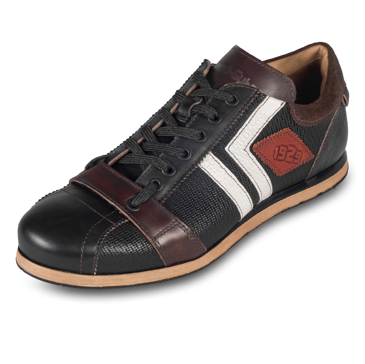 KAMO-GUTSU Sneaker Herren schwarz/braun - Kalbsleder (TIFO-030 nero combi)