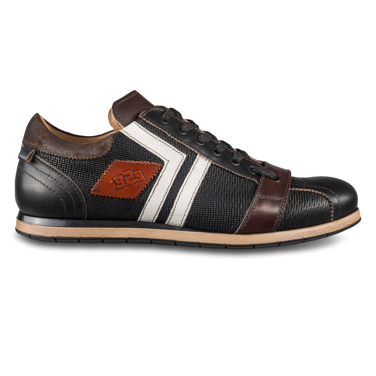KAMO-GUTSU Sneaker Herren schwarz/braun - Kalbsleder (TIFO-030 nero combi)