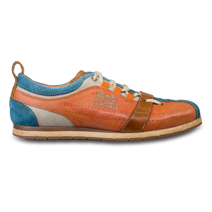KAMO-GUTSU Herren Sneaker, orange/hellblau, Retro-Style, TIFO-017, Außenseite rechter Schuh