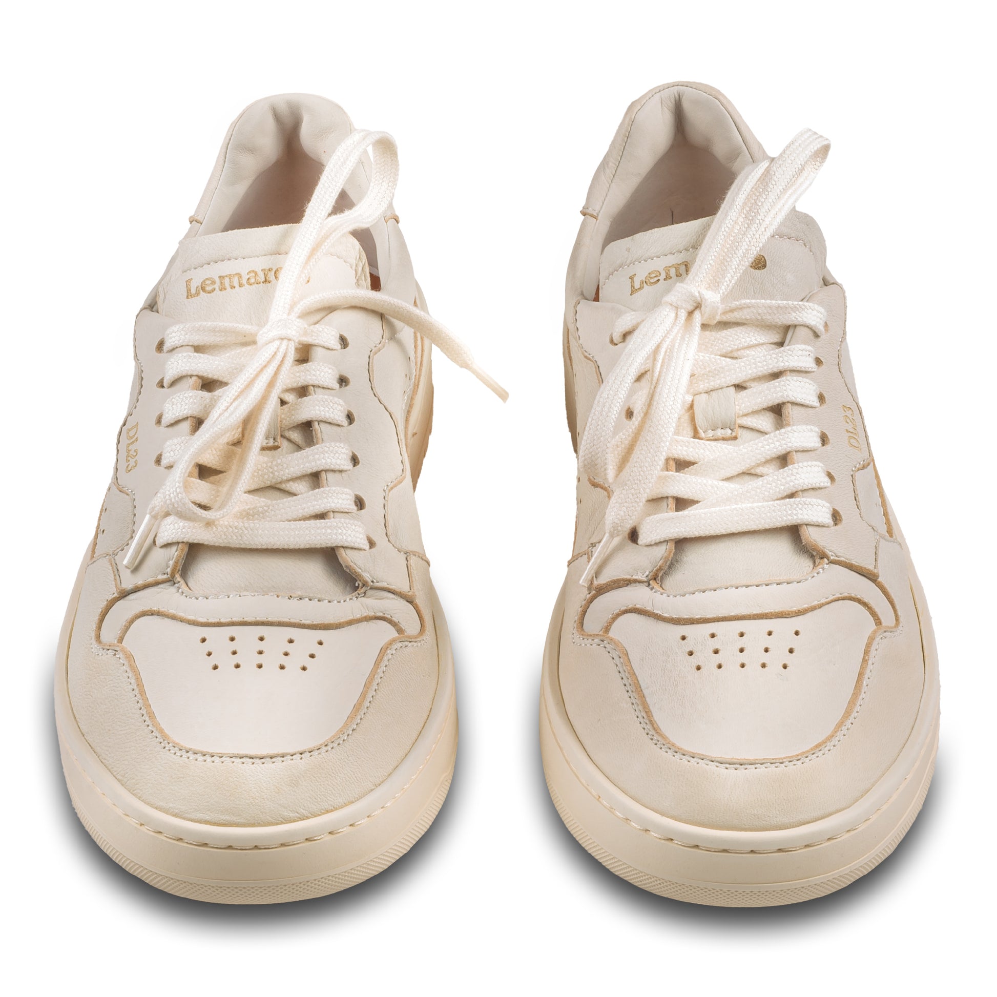 Lemargo Herren Leder Sneaker beige Modell HB01A Cervo Osso, Hirschleder, Paarweise Ansicht von vorne