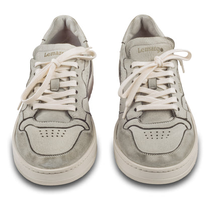Lemargo Herren Leder Sneaker grau, Modell HB01A Cervo Perla, Hirschleder, Paarweise Ansicht von vorne