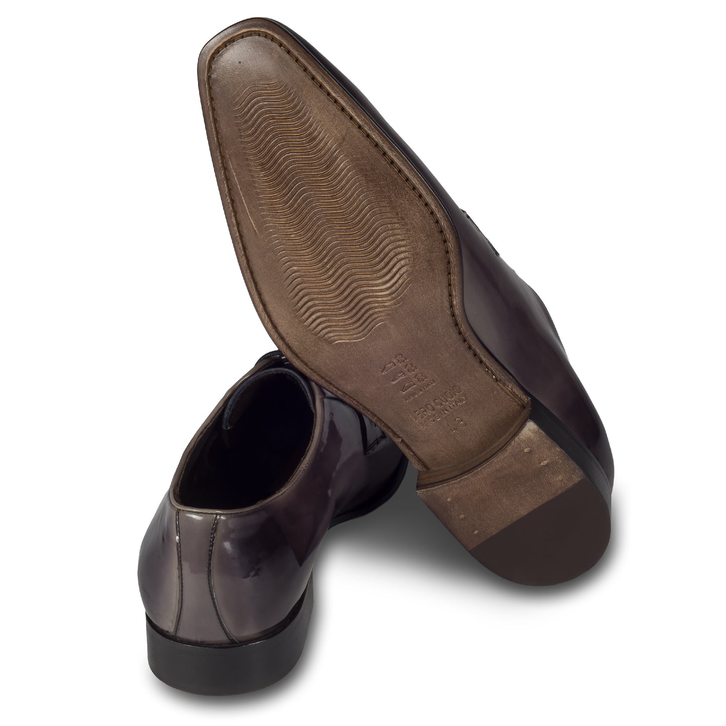 CALPIERRE Herren Lackschuhe grau - Derby-Schnürer Kalbsleder, handgefärbt & durchgenäht