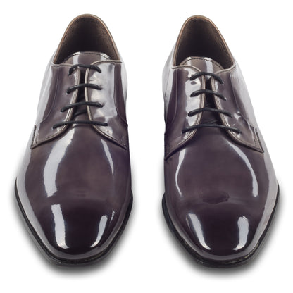 CALPIERRE Herren Lackschuhe grau - Derby-Schnürer Kalbsleder, handgefärbt & durchgenäht