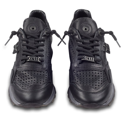Cetti Herren Sneaker, schwarz C-848 nature negro, Kalbsleder Low-Top, Ansicht paarweise von vorne