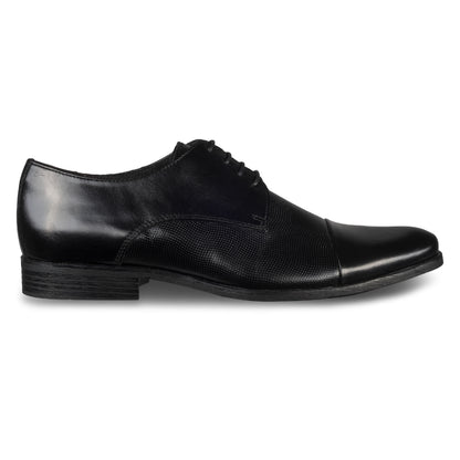Nicola Benson Herrenschuhe Leder, Schnürer schwarz (Modell 7186) - Captoe Derby mit edlem Glanz und Struktur. Ansicht Außenseite rechter Schuh