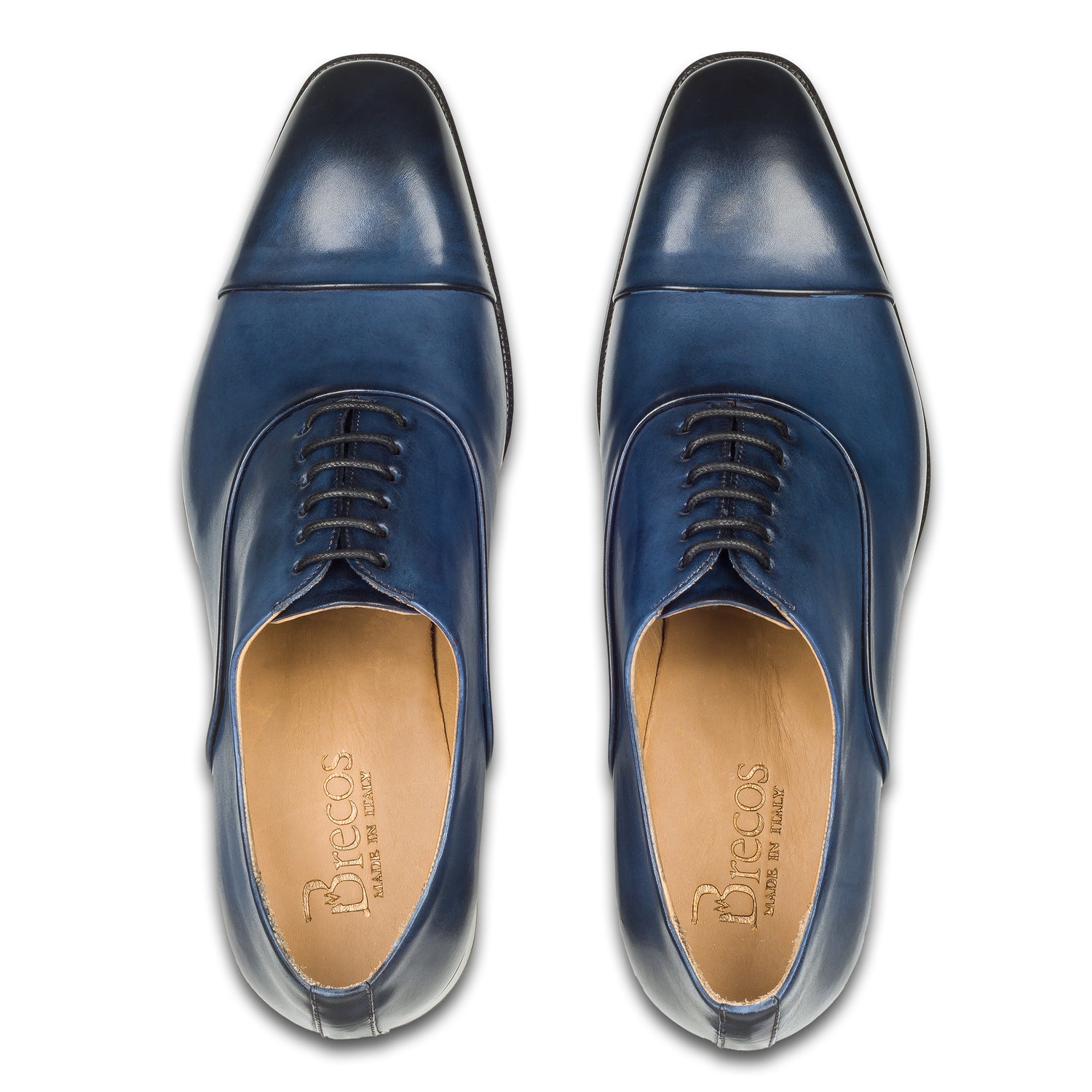 Brecos Anzugschuh,  durchgenähter Captoe Oxford in blau bei SISENTO scarpe & Co.