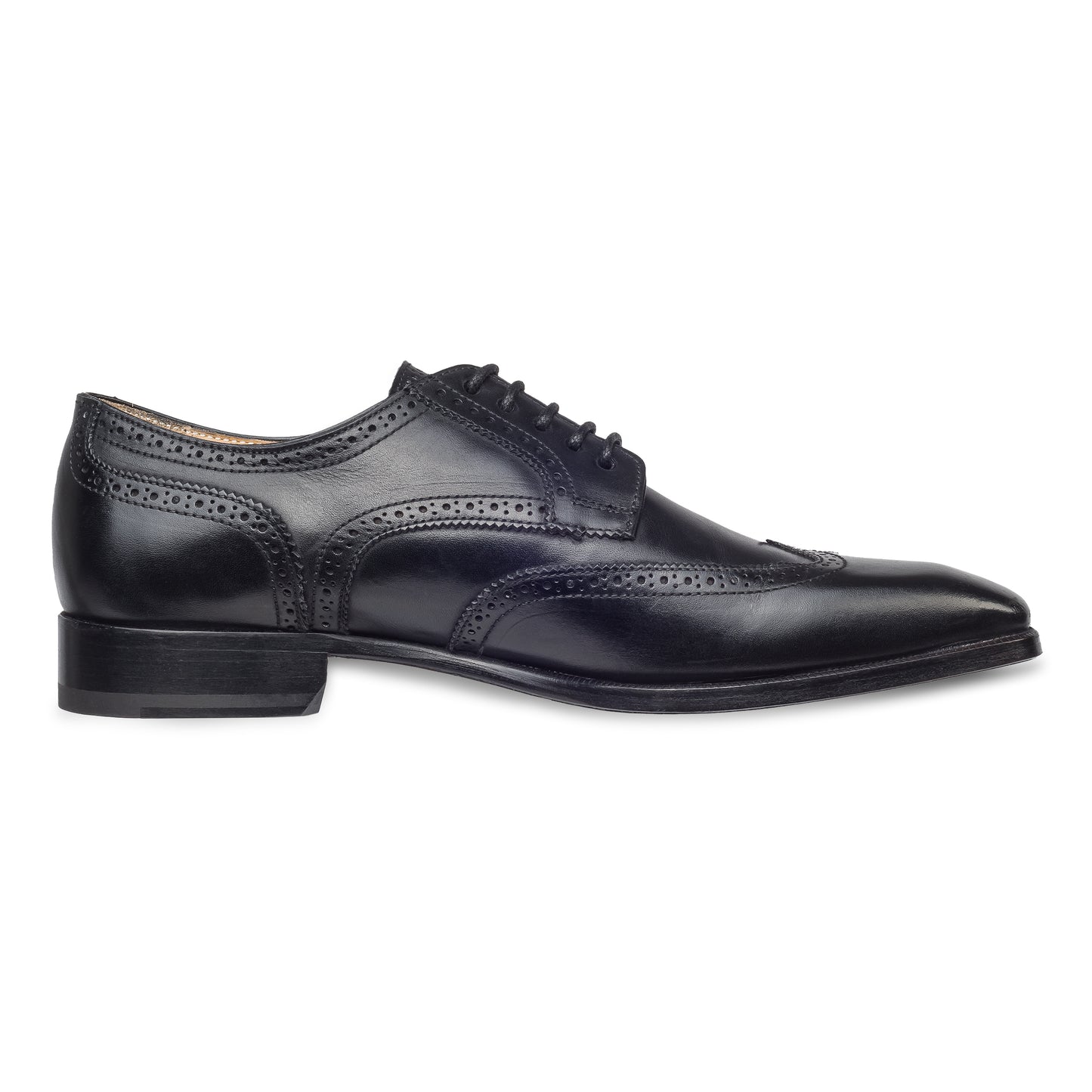 BRECOS Anzugschuhe | Full-Brogue Derby Budapester-Stil schwarz, Kalbsleder. Ansicht Innenseite
