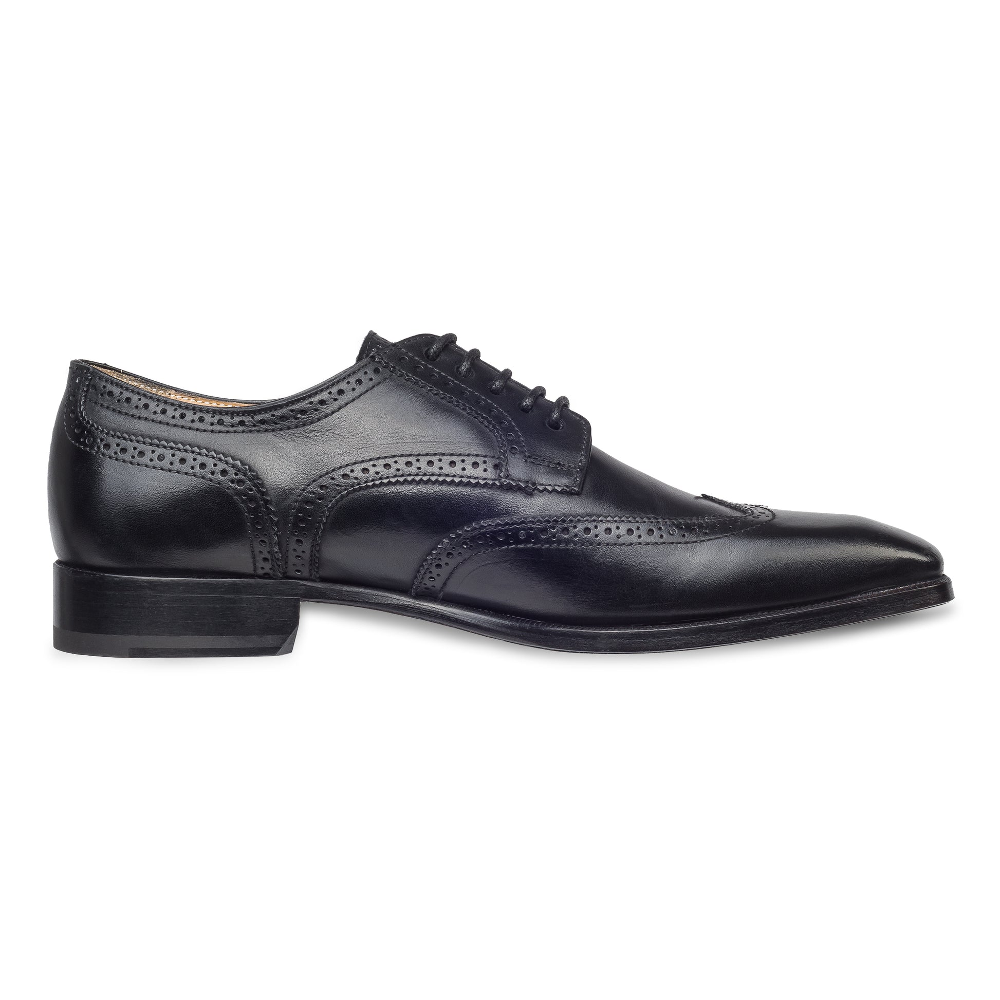 BRECOS Anzugschuhe | Full-Brogue Derby Budapester-Stil schwarz, Kalbsleder. Ansicht Innenseite