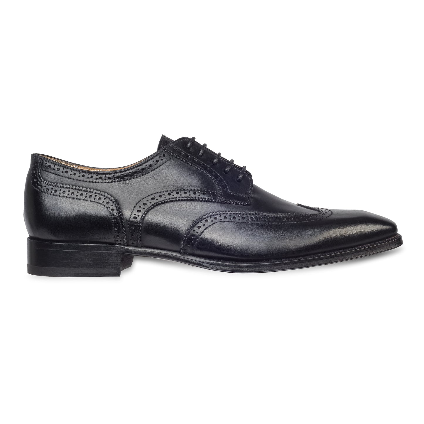 BRECOS Anzugschuhe | Full-Brogue Derby Budapester-Stil schwarz, Kalbsleder. Ansicht Außenseite rechter Schuh