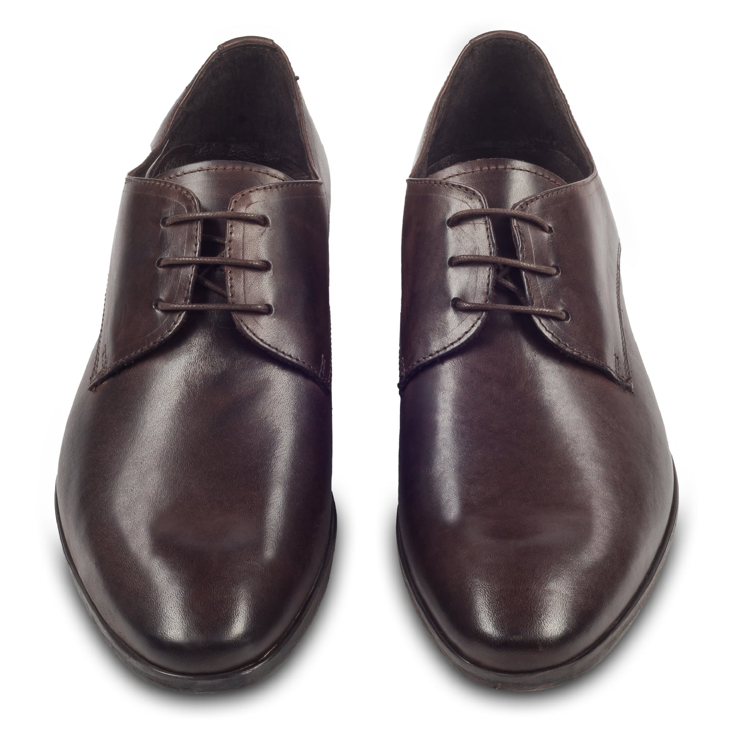 Nicola Benson | Leder Schnürer Plain Derby dunkelbraun, handgefertigt. Ansicht paarweise Draufsicht