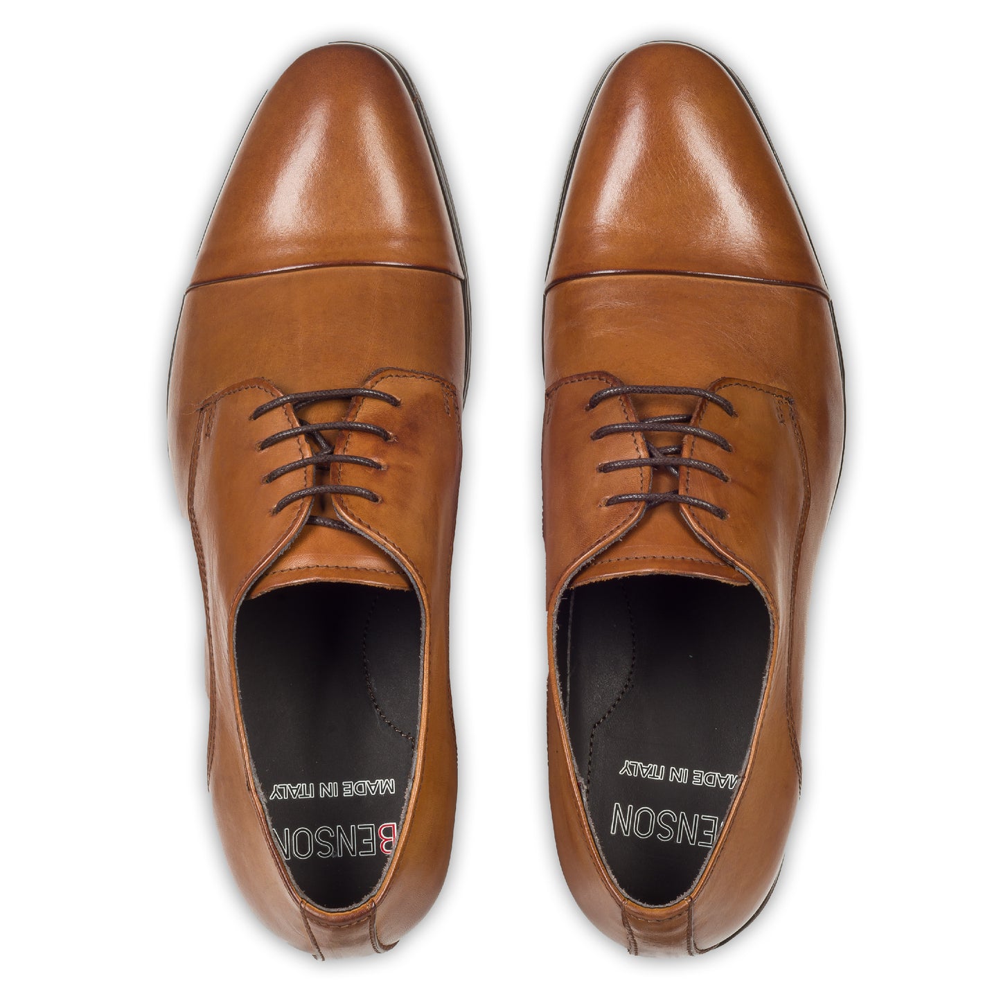 Nicola Benson Anzugschuh, Captoe Derby in cognac braun / mittelbraun. Ansicht paarweise Draufsicht