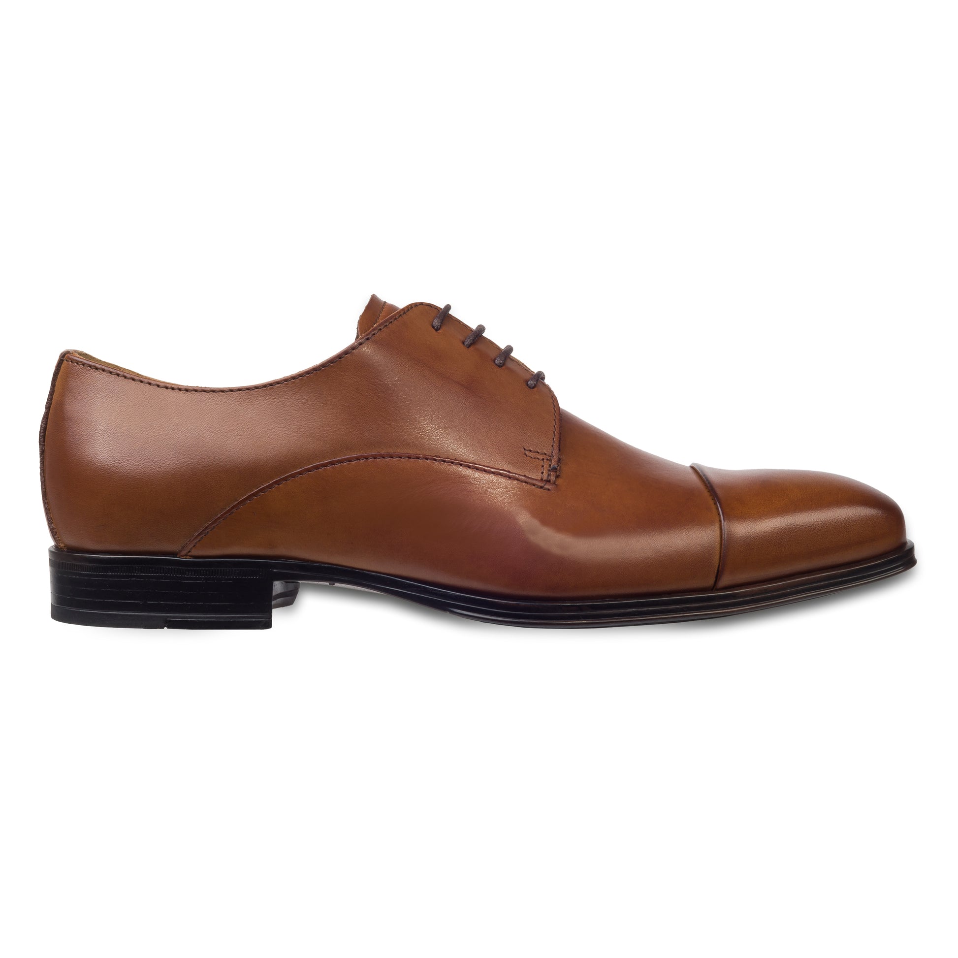 Nicola Benson Anzugschuh, Captoe Derby mittelbraun / cognac braun. Ansicht Außenseite rechter Schuh