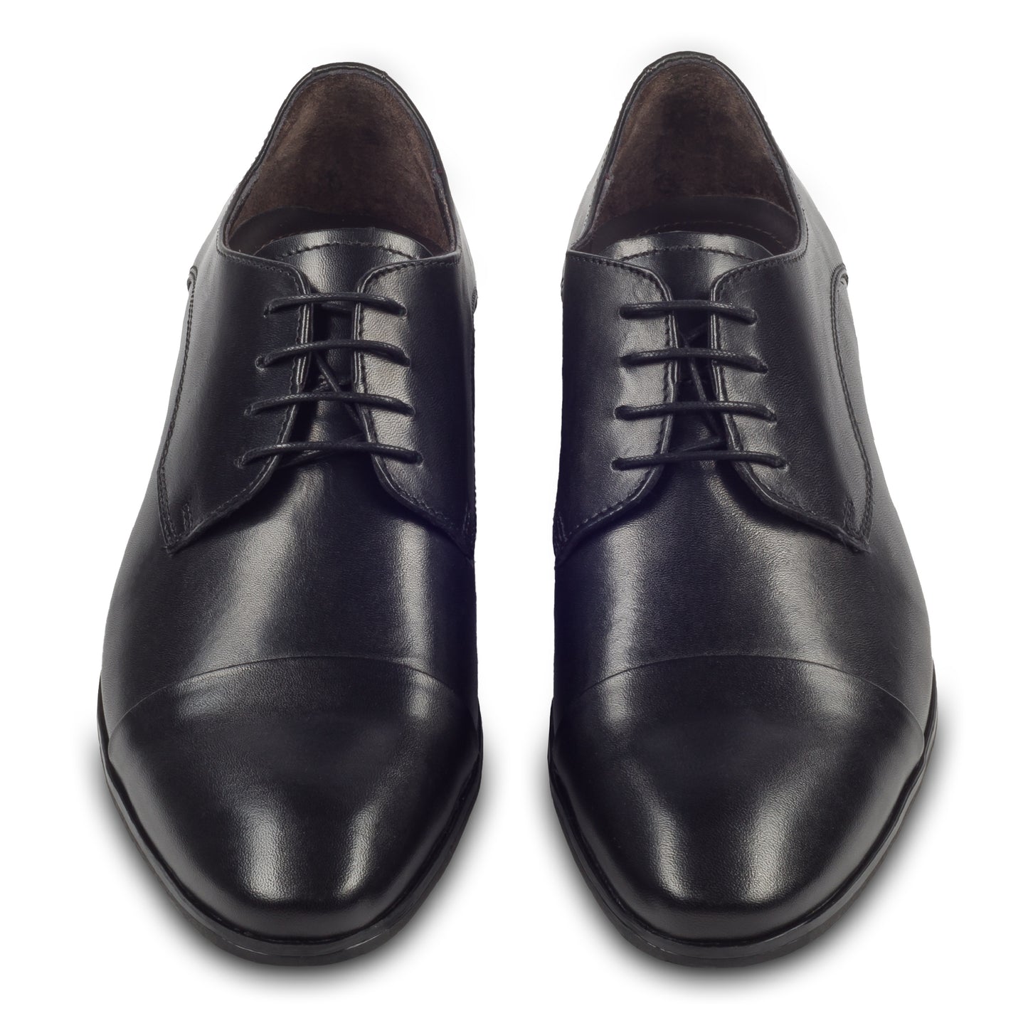 Nicola Benson Anzugschuh, Captoe Derby schwarz. Ansicht paarweise von vorne