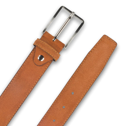 Ledergürtel hellbraun, Velour, Schließe silber