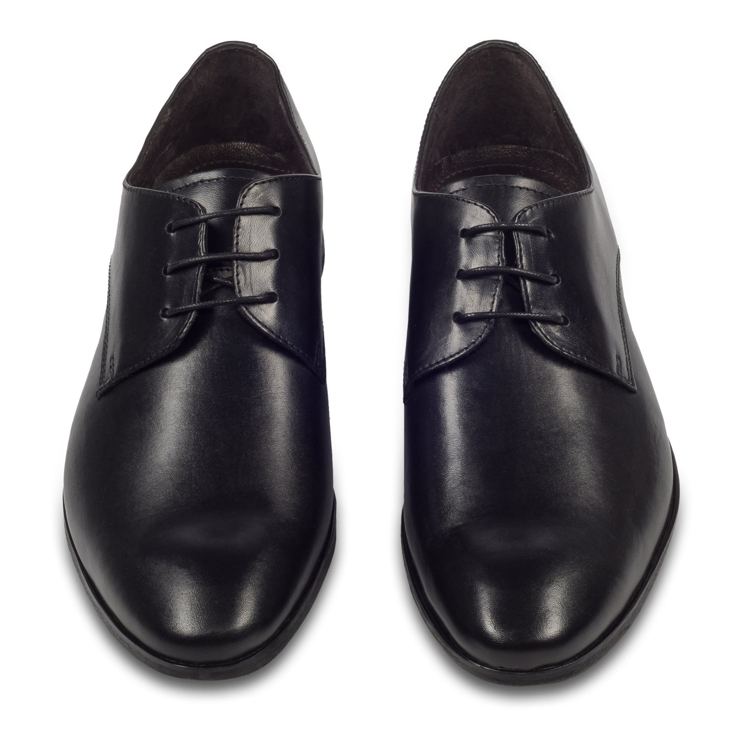 Nicola Benson Anzugschuhe Herren, Plain Derby Schnürer schwarz - Kalbsleder, handgefertigt. Made in Italy. Paarweise Ansicht von vorne.