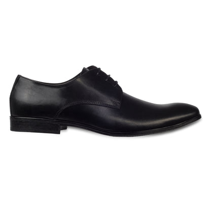Nicola Benson Anzugschuhe Herren, Plain Derby Schnürer schwarz - Kalbsleder, handgefertigt. Made in Italy. Außenseite rechter Schuh.